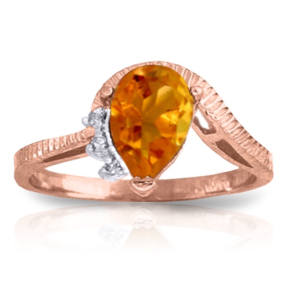 Galaxy Gold Products Jewelry - SOLID GOLD RING WITH NATURAL DIAMONDS & CITRINE